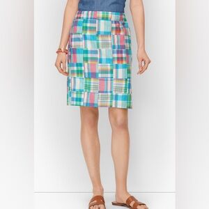 Talbots Madras Patchwork A-Line Skirt NWT Cotton Preppy Summer Size 14Petite